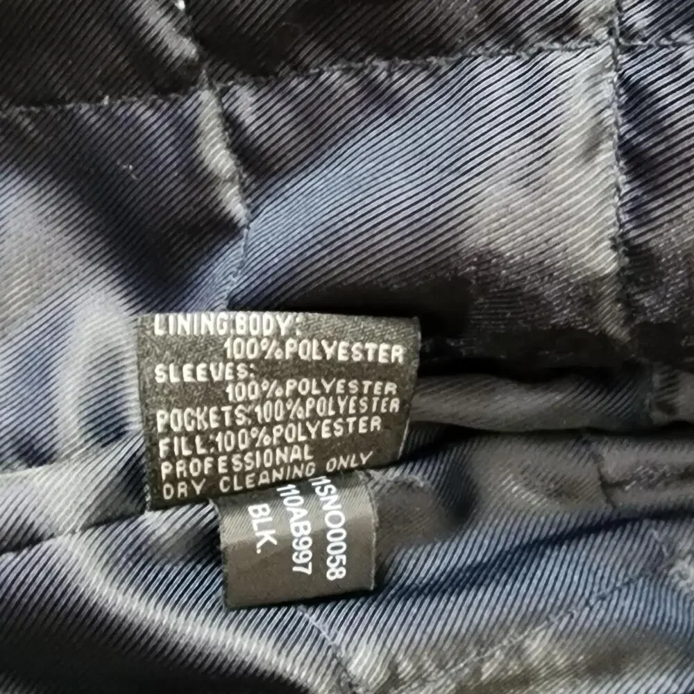 GUESS Pea Coat Mens Medium Black Wool Blend Quilted Double Breasted Winter